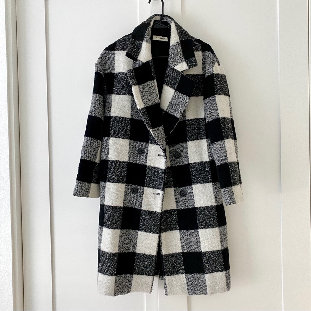 Glamorous Black and White Buffalo Check Oversized Coat